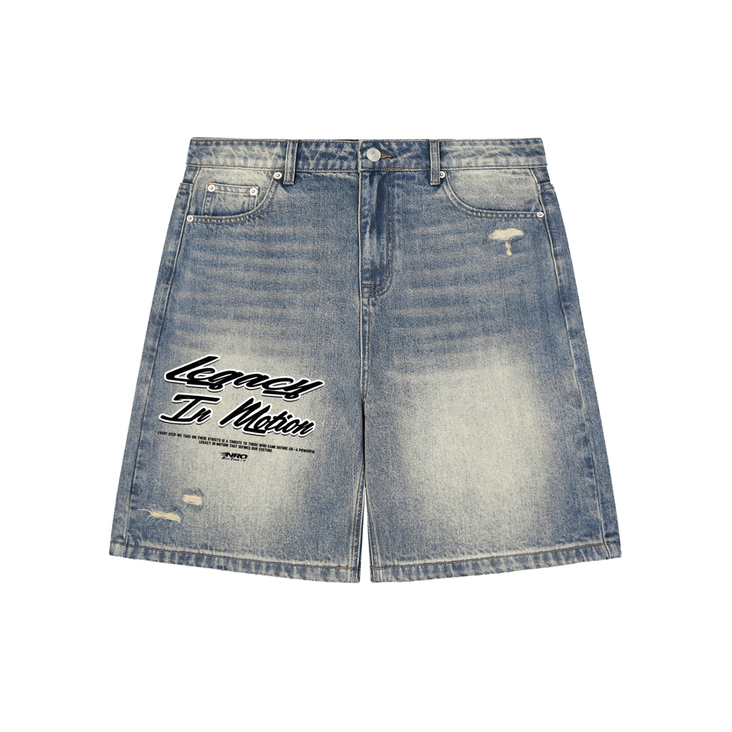 Faded Distressed Baggy Denim Shorts